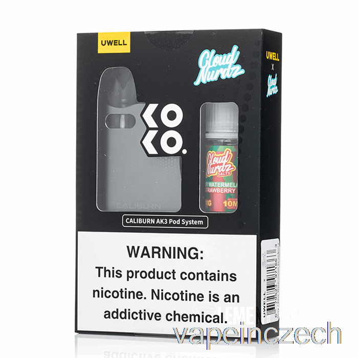 Uwell X Dv Caliburn Ak3 Kit + 50mg Nic Salt [grey] Cloud Nurdz - Kyselý Meloun Jahodový Vape Bez Nikotinu